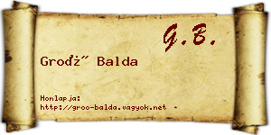 Groó Balda névjegykártya